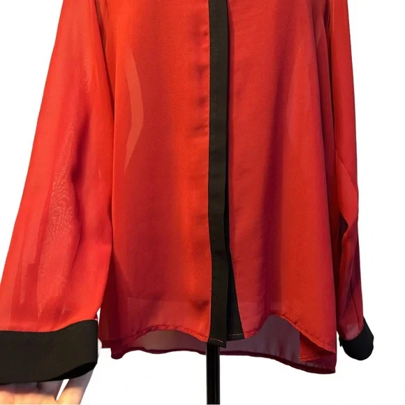 ✨Red & Black Sheer Blouse – Size M - Picture 7 of 10